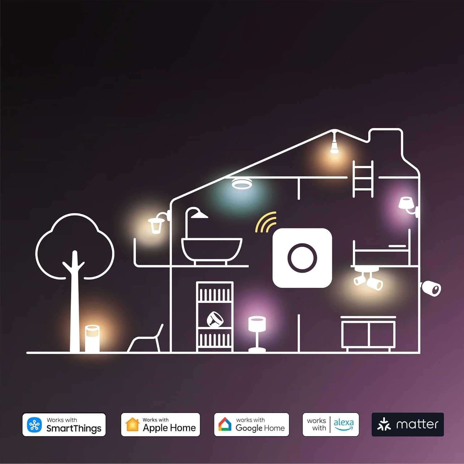 imagePHILIPS Hue Essential Starter Kit Hue Bridge 2 Essential E26 Smart Bulbs White amp Color Ambiance 2200K6500K Dimmable LED Bulbs Works with Alexa Google Assistant Samsung SmartThings Apple HomeStarter Kit