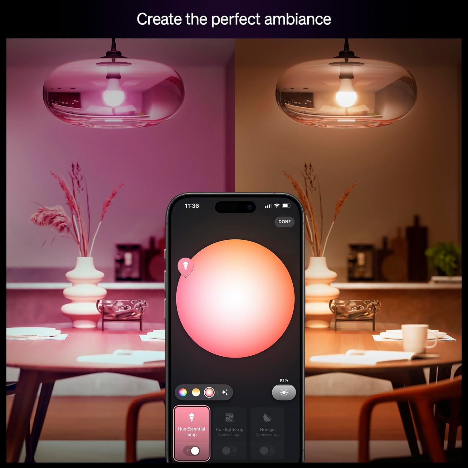 imagePHILIPS Hue Essential Starter Kit Hue Bridge 2 Essential E26 Smart Bulbs White amp Color Ambiance 2200K6500K Dimmable LED Bulbs Works with Alexa Google Assistant Samsung SmartThings Apple HomeStarter Kit