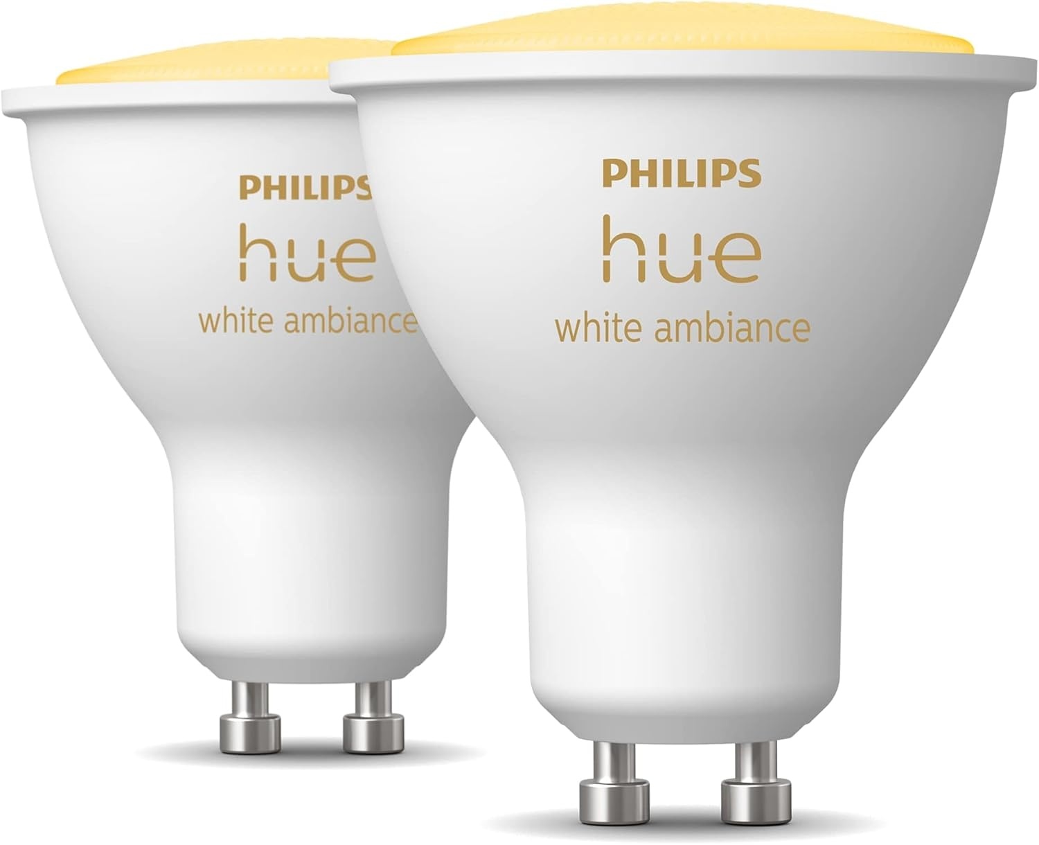 imagePhilips Hue White Ambiance 2Pack LED Smart GU10 Bulb Bluetooth amp Zigbee Compatible Hue Hub Optional Voice Activated with AlexaWhite Ambiance Original