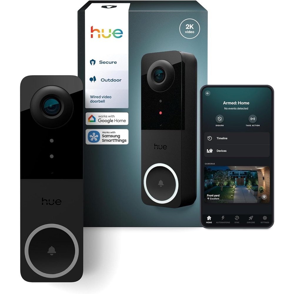imagePhilips Hue Secure Smart Chime Realtime Sound Notifications Fits Standard Outlet Works with Hue Cameras Doorbell amp Motion Sensors Easy PlugandPlay WhiteWired Doorbell