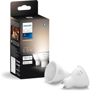 Philips Hue White Ambiance 2-Pack LED Smart GU10 Bulb, Bluetooth & Zigbee Compatible (Hue Hub Optional), Voice Activated with Alexa(White)