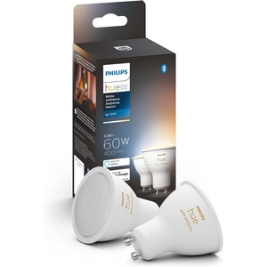 Philips Hue White Ambiance 2-Pack LED Smart GU10 Bulb, Bluetooth & Zigbee Compatible (Hue Hub Optional), Voice Activated with Alexa(White Ambiance)