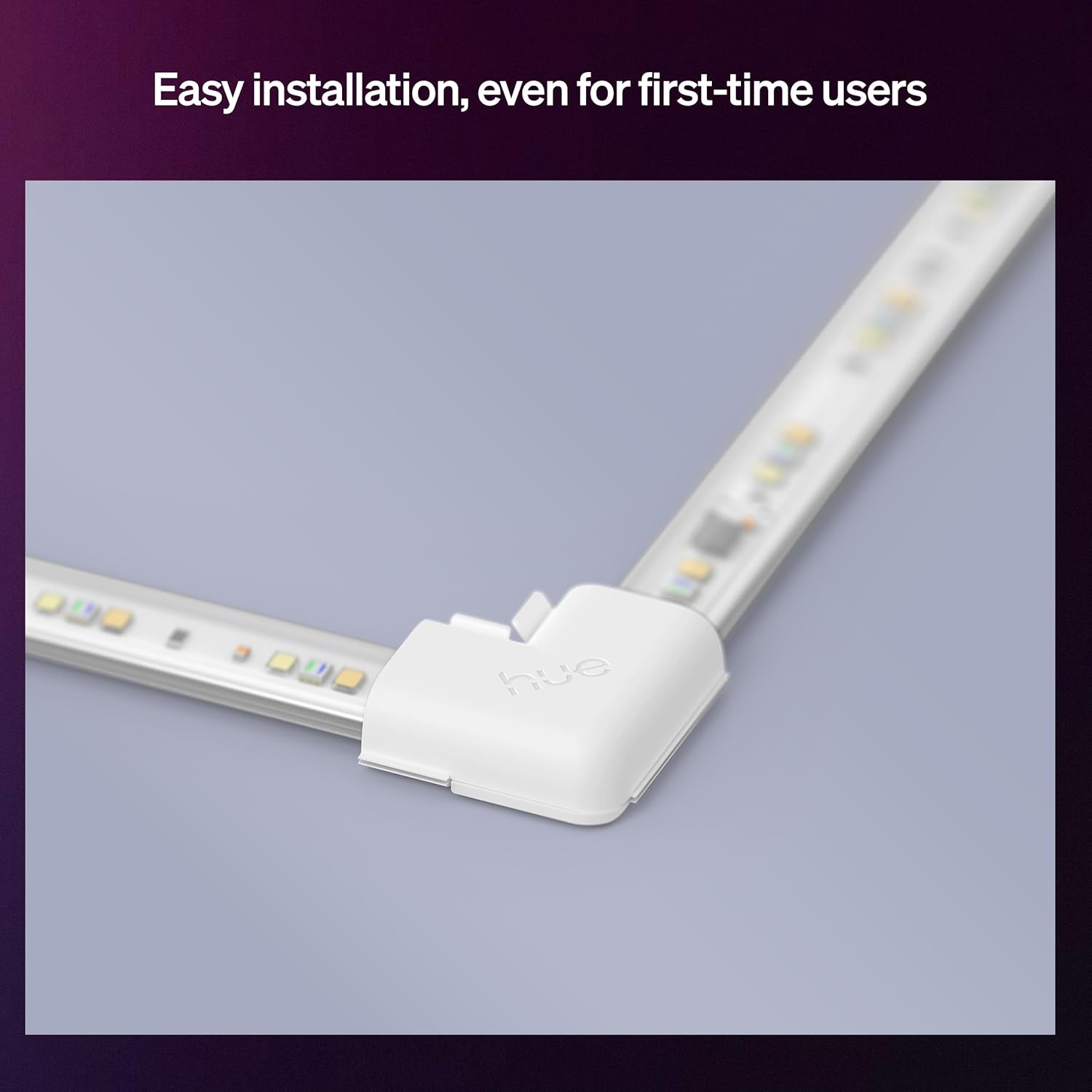 image:imageHue Flux LED Strip Light Connector Accessories Linear Extension Flexible Indoor Lighting Consistent Light Easy Installation Pack of 4Corner Connector