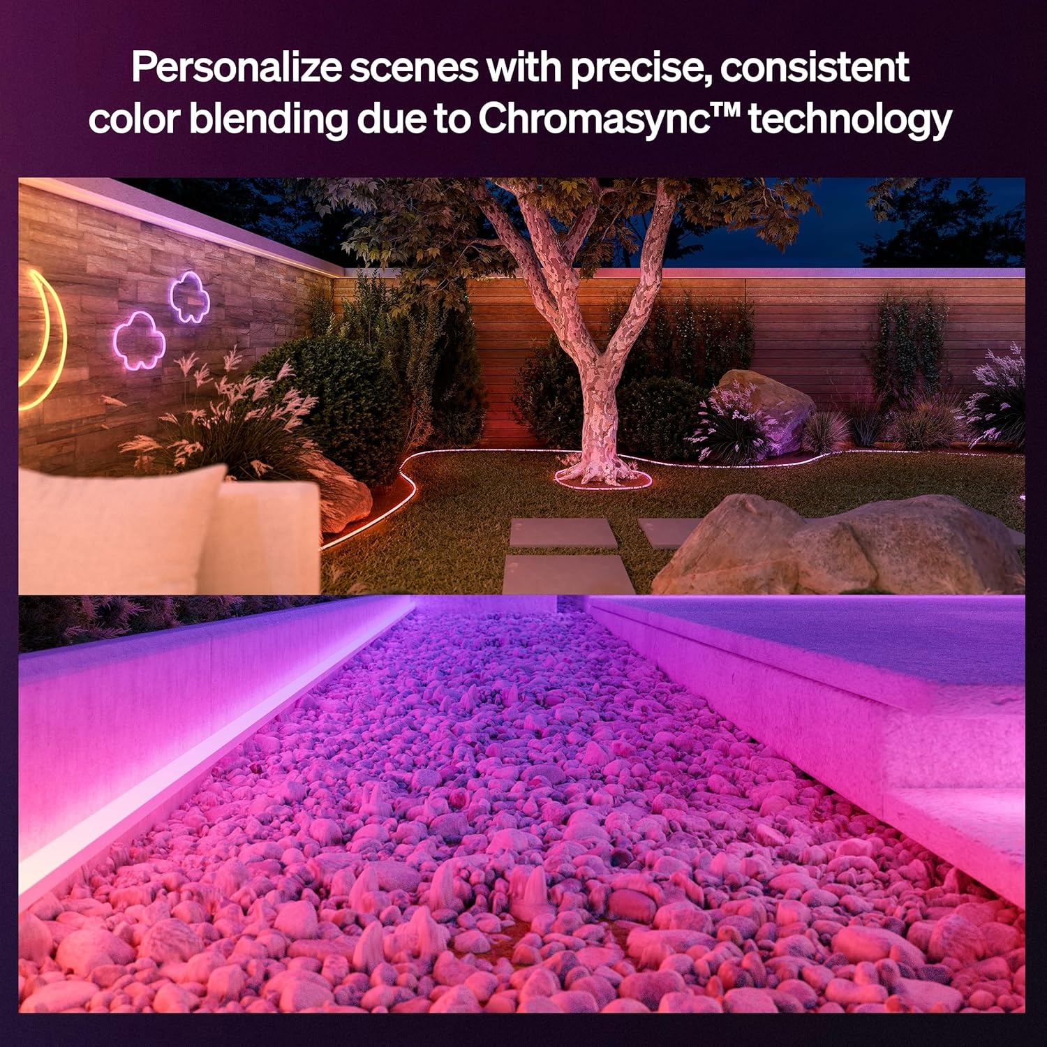 image:imageHue Neon Outdoor 16Feet Multicolor LED Strip Light 3000 lm Vibrant Color and Ambiance Flexible Outdoor Lighting Chromasync Color Blending Weatherproof LowVolt App and Voice Control