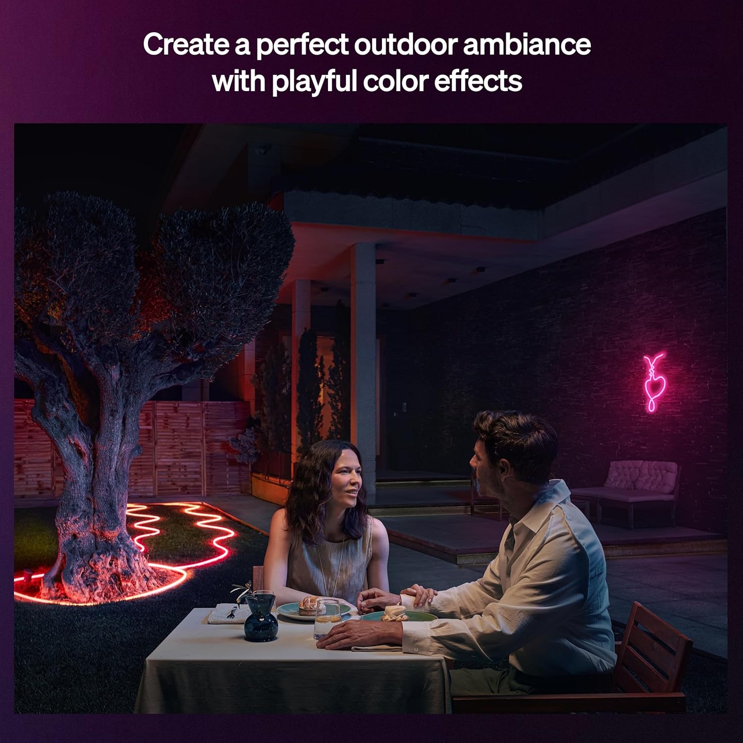 image:imageHue Neon Outdoor 16Feet Multicolor LED Strip Light 3000 lm Vibrant Color and Ambiance Flexible Outdoor Lighting Chromasync Color Blending Weatherproof LowVolt App and Voice Control