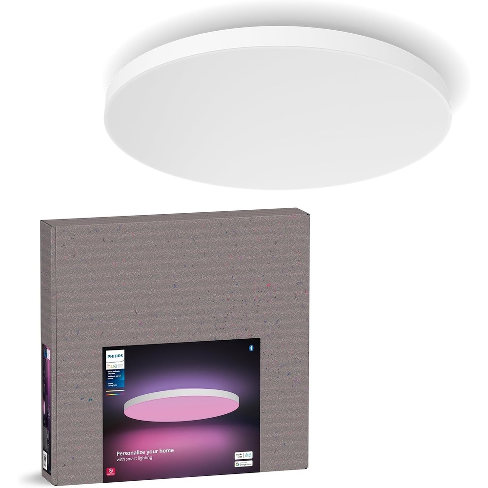 image:imagePhilips Hue Datura Smart Ceiling Panel Large Round 249 in x 2260 in White amp Color Light Bluetooth Compatible Voice Control with Alexa Apple Home amp Google Assistant249 in x 2260 in