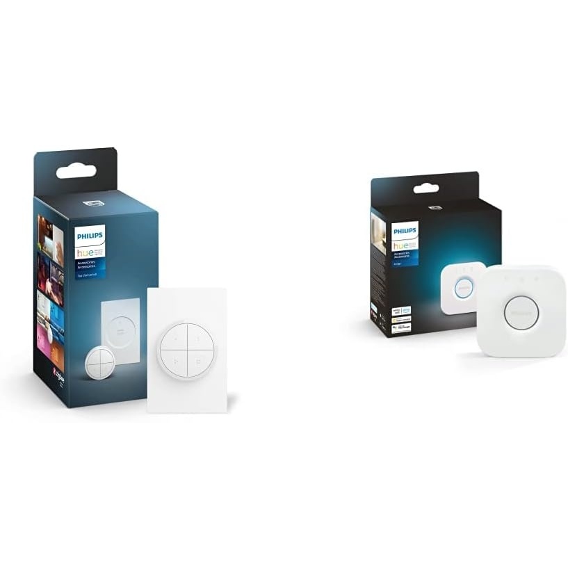 image:imagePhilips Hue Wall Tap Dial Light Switch InstallationFree Smart Home Exclusively for Philips Hue Smart Lights White 1Pack amp Hue Bridge Smart Lighting Hub  White