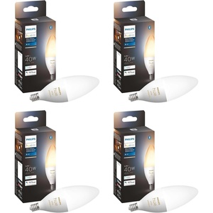 Philips Hue 40W B39 Candle-Shaped LED Bulb – White Ambiance- 4 Pack – 450LM – E12 – Indoor – Control with Hue App – Compatible with Alexa and Google Assistant