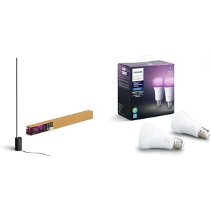 Philips Hue Gradient Signe Floor Lamp, Compatible with Alexa, Apple Homekit and Google Assistant & Smart 60W A19 LED Bulb – White and Color Ambiance Color-Changing Light – 2 Pack – 800LM