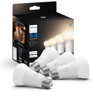 Philips Hue Smart 60W A19 LED Bulb – Soft Warm White Light – 4 Pack – 800LM – E26 – Indoor – Control with Hue App – Compatible with Alexa, Google Assistant and Apple Homekit(4 Pack)