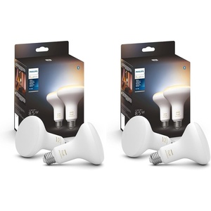 Philips Hue White Ambiance BR30 LED Smart Bulbs (Bluetooth Compatible), Compatible with Alexa, Google Assistant, and Apple HomeKit, 4-Pack