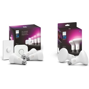 Philips Hue White and Color Ambiance Medium Lumen (75W) Smart Button Starter Kit & White & Color Ambiance BR30 LED Smart Bulbs, 16 Million Colors (Hue Hub Required), 2 Bulbs (578096)(White and Color Ambiance)