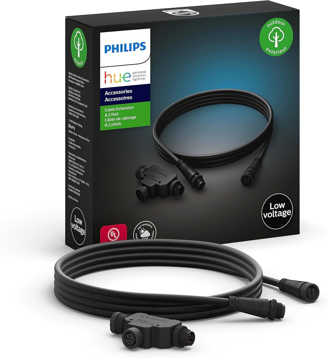 image:imagePhilips Hue White and Color Ambiance Lily Outdoor Light Extension Black amp Outdoor 8 Foot Cable and T Connector amp Outdoor 16 Foot Cable Extension  1 16 Foot Cable