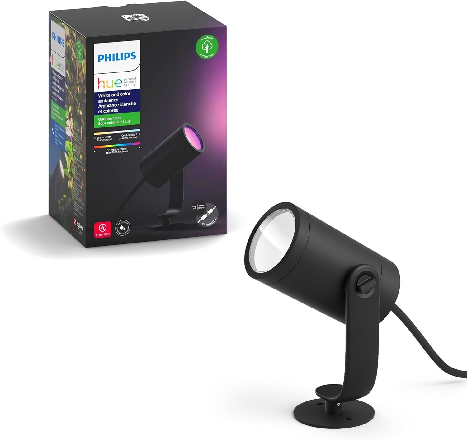 image:imagePhilips Hue White and Color Ambiance Lily Outdoor Light Extension Black amp Outdoor 8 Foot Cable and T Connector amp Outdoor 16 Foot Cable Extension  1 16 Foot Cable