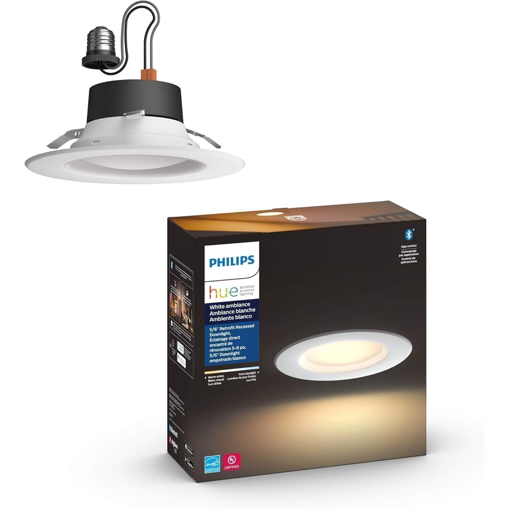 image:imagePhilips Hue Smart Recessed 56 Inch LED Downlight Old Version  White Ambiance WarmtoCool White Light  1 Pack  700LM  Control with App  Works with Alexa Google Assistant and Apple HomekitWhite Ambiance