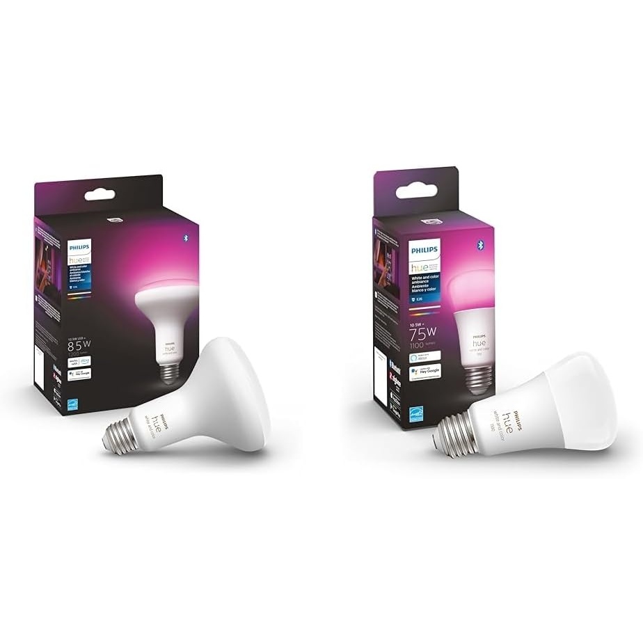 image:imagePhilips Hue White and Color Ambiance BR30 1Pack Bluetooth amp Hue Smart 75W A19 Bulb 1 Pack 1100LM White and Color