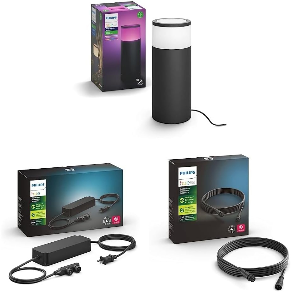 image:imagePhilips Hue White and Color Ambiance Calla Outdoor Light Extension amp 100W Outdoor Power Supply Weather Proof Black amp Outdoor 16 Foot Cable Extension  1 16 Foot Cable