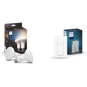 PHILIPS Hue White Ambiance BR30 LED Smart Bulbs (Bluetooth Compatible) Hue Smart Dimmer Switch Bundle | Control Your Lighting