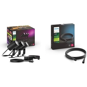 Philips Hue Lily Outdoor spot Light, White and Color Ambiance (16 Million Colors) Outdoor 16 Foot Cable Extension