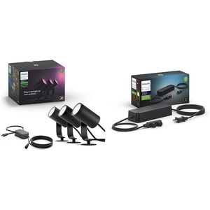 Philips Hue Lily Outdoor spot Light & 100W Outdoor Power Supply, Weather Proof, Black(Lily – Base Kit + Supply Box)