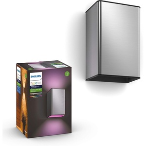 Philips Hue Resonate Silver: Outdoor Wall Lamp LED Module, Philips Hue White and Color, Zigbee, IP44, Wireless, Compatible with Amazon Alexa, Google Home Assistant and Siri(silver )