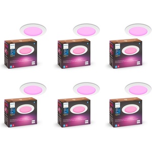 Philips Hue Smart Slim 6 Inch LED Downlight – White and Color Ambiance Color-Changing Light – 6 Pack – 1200LM – Indoor – Use with Hue App – Works with Alexa Google Assistant and Apple Homekit