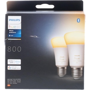 Philips Hue White Ambiance E27 Bulb Duo Pack 2 x 800 Dimmable All White Tone Controllable via App Compatible with Amazon Alexa (Echo, Echo Dot)(White)