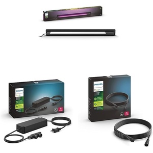 Philips Hue White and Color Ambiance Amarant Outdoor Light Bar & 100W Outdoor Power Supply Unit – 1 Pack & Voltage Extension Cable for Calla, Econic and Lily Outdoor Lights, 16.4ft(Amarant + Power Supply + Cable)
