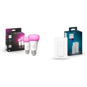Philips Hue White and Color Ambiance LED Smart Bulbs (75W A19 – Pack of 2) + Smart Dimmer Switch