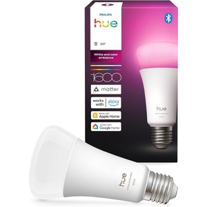Philips Hue Smart LED A67 Bulb, White and Color Ambiance, E27 Base, 11.8W, Full Spectrum Light 1000K-20000K, 1600 Lumens, Dimmable, Compatible with Alexa, Google Assistant, and Apple Home, 1 Pack