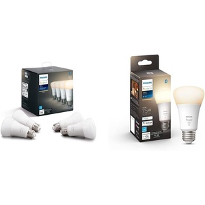 Philips Hue White A19 LED Smart Bulbs (4 Pack) White A19 Medium Lumen Smart Bulb