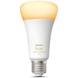 Philips Hue White & Color Ambiance E27 LED Light Bulb, 1100 lm, 16 Million Colours, Dimmable LED Light, Bulb Controllable via App and Voice, Compatible with Amazon Alexa, Pack of 1, New Generation(White)